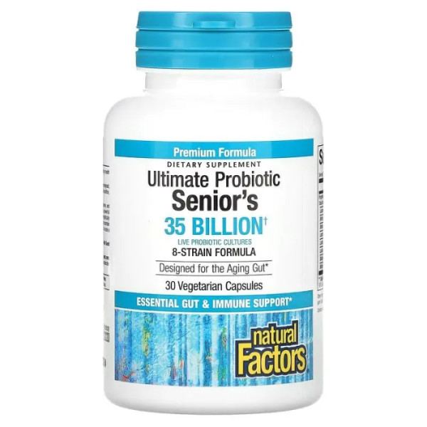 Пробіотик, Ultimate Probiotic, Senior's, Natural Factors, 35 млрд. КУО, 30 капсул
