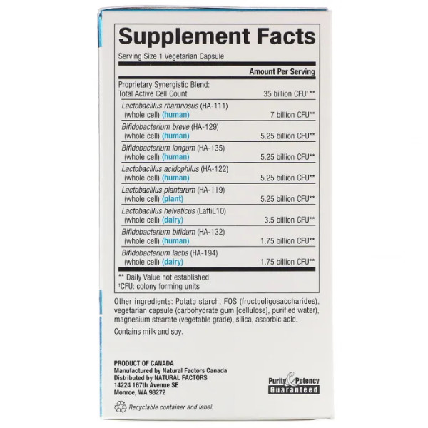 Пробіотик, Ultimate Probiotic, Senior's, Natural Factors, 35 млрд. КУО, 30 капсул