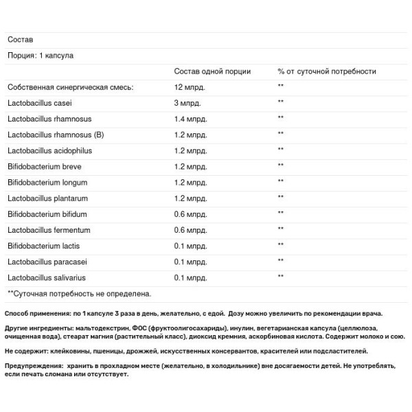 Пробіотик (Ultimate Probiotic), Natural Factors, формула 12\/12, 120 капсул
