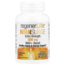 NMN 500 мг, Natural Factors RegenerLife NMN Surge, підвищена сила, 30 вегетаріанських капсул