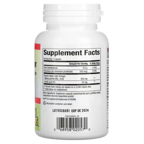 Яблучний оцет для травлення та зниження ваги, Apple Cider Vinegar, Natural Factors, ферментований, 500 мг, 90 вегетаріанських капсул