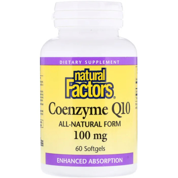 Коензим Q10 (Coenzyme Q10), Natural Factors, 100 мг, 60 капсул