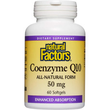 Коензим Q10 50 мг, Natural Factors Coenzyme Q10, 60 м'яких капсул
