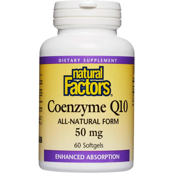 Коензим Q10, Coenzyme Q10, Natural Factors, 50 мг, 60 м'яких пігулок