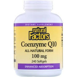 Коэнзим Q10, Natural Factors Coenzyme Q10, 100 мг, 240 капсул