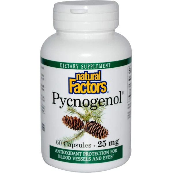 Пікногенол, Pycnogenol, Natural Factors, 25 мг, 60 капсул