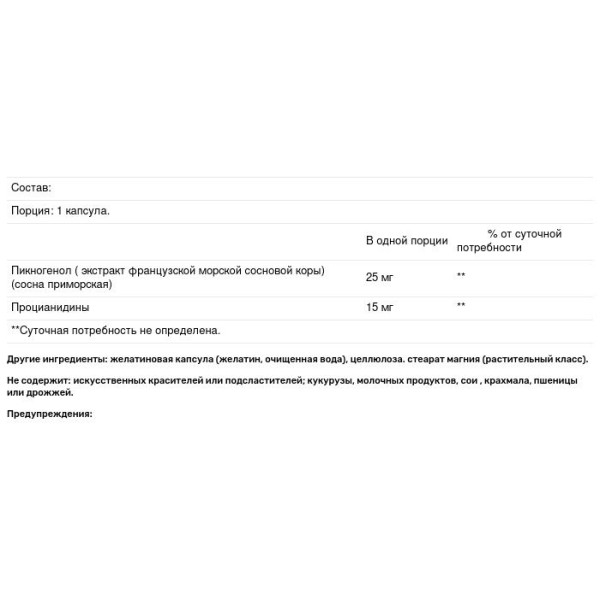 Пікногенол, Pycnogenol, Natural Factors, 25 мг, 60 капсул