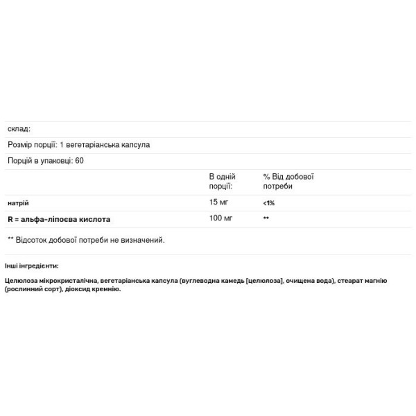 R-ліпоєва кислота, R-Lipoic Acid, Natural Factors, 100 мг, 60 капсул