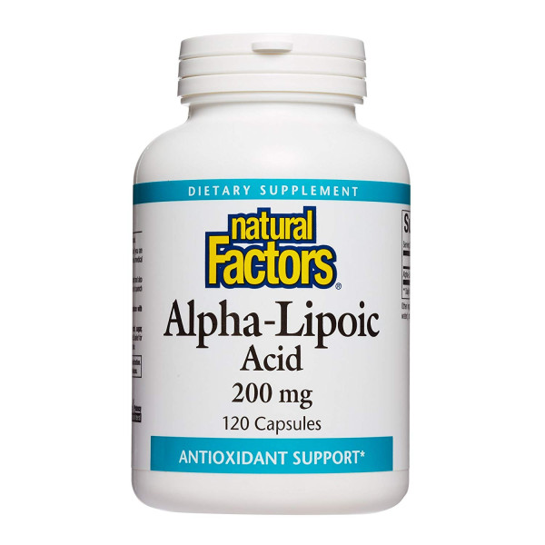 Альфа-ліпоєва кислота, Alpha-Lipoic Acid, Natural Factors, 200 мг, 120 капсул