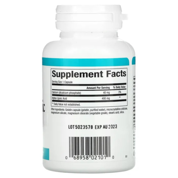 Альфа-ліпоєва кислота, Alpha-Lipoic Acid, Natural Factors, 400 мг, 60 капсул