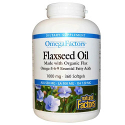 Льняное масло 1000 мг, Natural Factors Flaxseed Oil, 360 гелевых капсул
