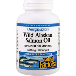 Масло дикого аляскинского лосося 1000 мг, Natural Factors Wild Alaskan Salmon Oil, 90 капсул