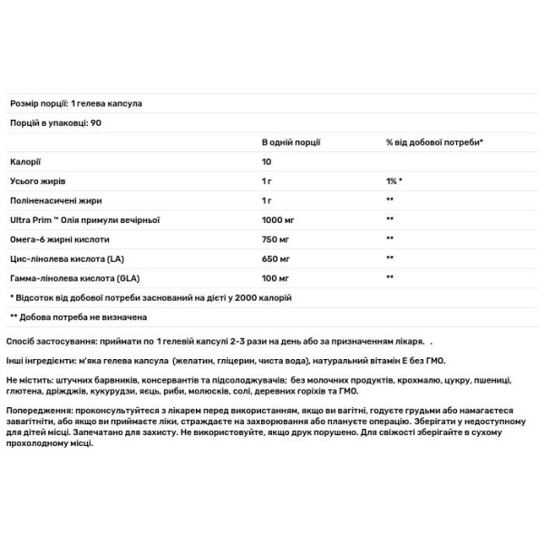 Олія вечірньої примули, Ultra Prim, Natural Factors, 1000 мг, 90 гелевих капсул