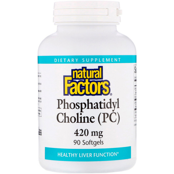 Фосфатидилхолін, Phosphatidyl Choline (PC), Natural Factors, 420 мг, 90 капсул