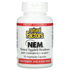Мембрана яєчної шкаралупи, Natural Factors NEM Eggshell Membrane, 30 вегетаріанських капсул