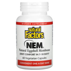 Мембрана яєчної шкаралупи NEM, Natural Factors Eggshell Membrane, 60 вегетаріанських капсул