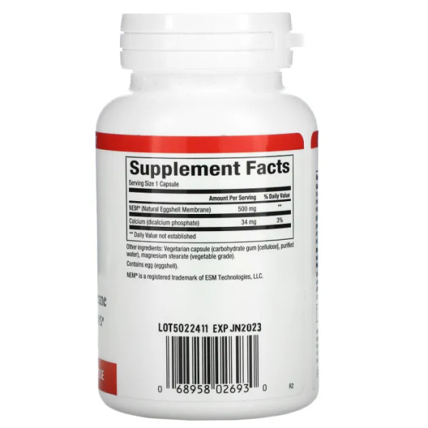 Мембрана з яєчної шкаралупи, NEM, Eggshell Membrane, Natural Factors, натуральна, 60 вегетаріанських капсул