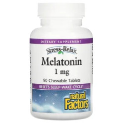 Мелатонін 1 мг жувальний, Melatonin Natural Factors, 90 жувальних таблеток