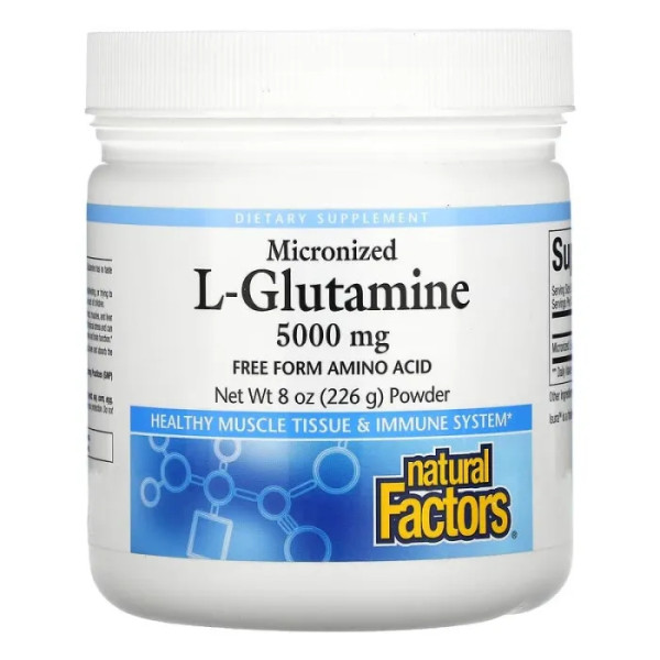 L-глутамін мікронізований, L-Glutamine, Natural Factors, 5000 мг, 226 г