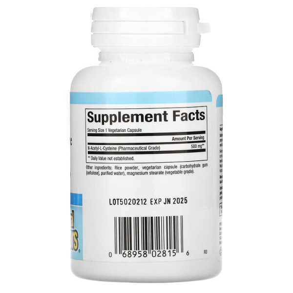 Ацетилцистеїн, NAC, N-Acetyl-L Cysteine, Natural Factors, 500 мг, 90 капсул