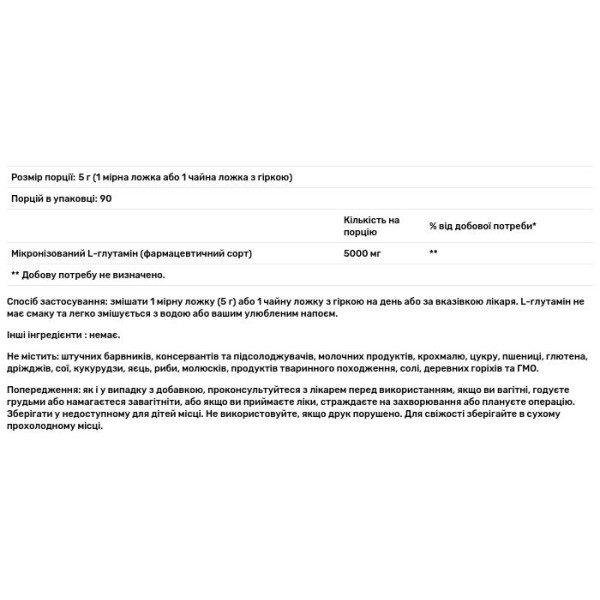 L-глутамін мікронізований, L-Glutamine, Natural Factors, 5000 мг, 454 г