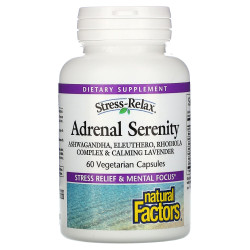 Поддержка надпочечников, Adrenal Serenity, Natural Factors, стресс-расслабление, 60 вегетарианских капсул