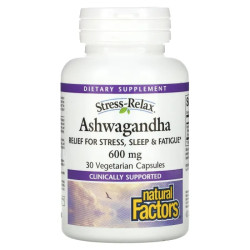 Ашваганда 600 мг, Natural Factors Ashwagandha Stress-Relax, 60 вегетарианских капсул