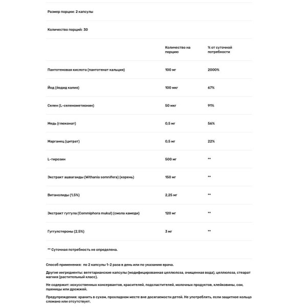 Здоровье щитовидной железы, Thyroid Health Formula, Natural Factors, 60 капсул