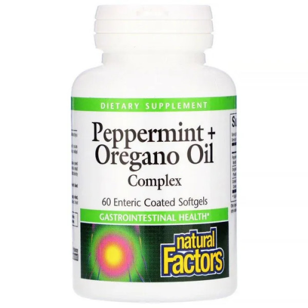 Масло м'яти і орегано, Peppermint + Oregano Oil, Natural Factors, 60 капсул