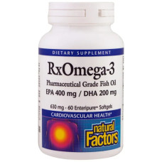 Омега-3 630 мг, Natural Factors RxOmega-3, 60 капсул