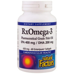 Омега-3 630 мг, Natural Factors RxOmega-3, 60 капсул