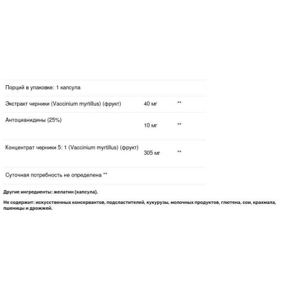 Черника для зрения, Bilberry, Natural Factors, 40 мг, 60 капсул