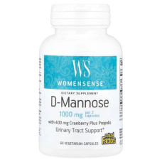D маннозу 1000 мг, WomenSense D-Mannose Natural Factors, 60 вегетаріанських капсул