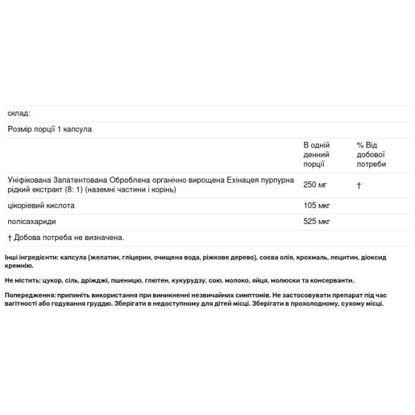 Ехінацея (Echinamide), Natural Factors, 60 капсул