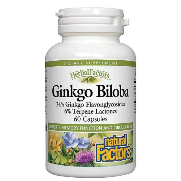 Гінкго білоба, Ginkgo Biloba, Natural Factors, 60 капсул