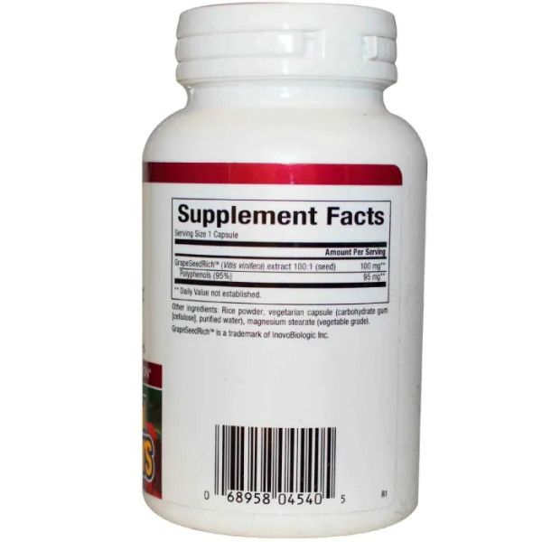 Екстракт виноградних кісточок (Grape Seed), Natural Factors, 100 мг, 120 капсул