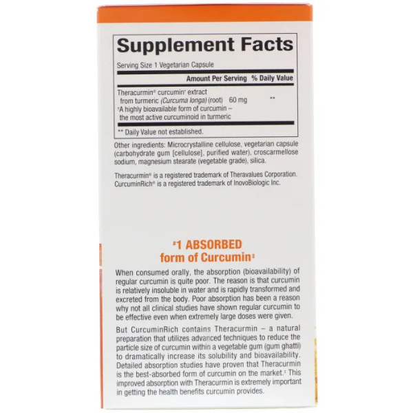 Теракурмін, Theracurmin, Natural Factors, подвійна сила, 120 капсул
