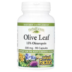 Екстракт листя оливи, Natural Factors Olive Leaf, 500 мг, 90 капсул