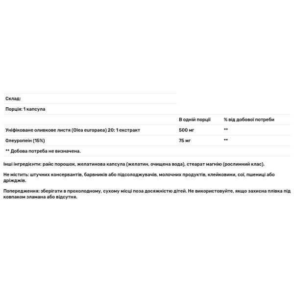 Екстракт листя оливи, Olive Leaf, Natural Factors, 500 мг, 90 капсул