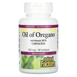 Масло орегано 180 мг, Natural Factors Oil Of Oregano, 30 мягких капсул
