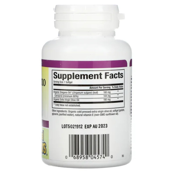 Олія орегано, Oil Of Oregano, Natural Factors, 180 мг, 60 гелевих капсул