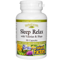 Здоровий сон з валеріаною та хмелем, Sleep Relax, Natural Factors, 90 капсул