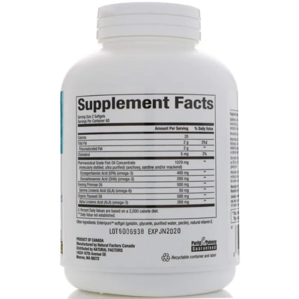 Омега 3, формула для женщин, RxOmega-3, Natural Factors, 120 капсул