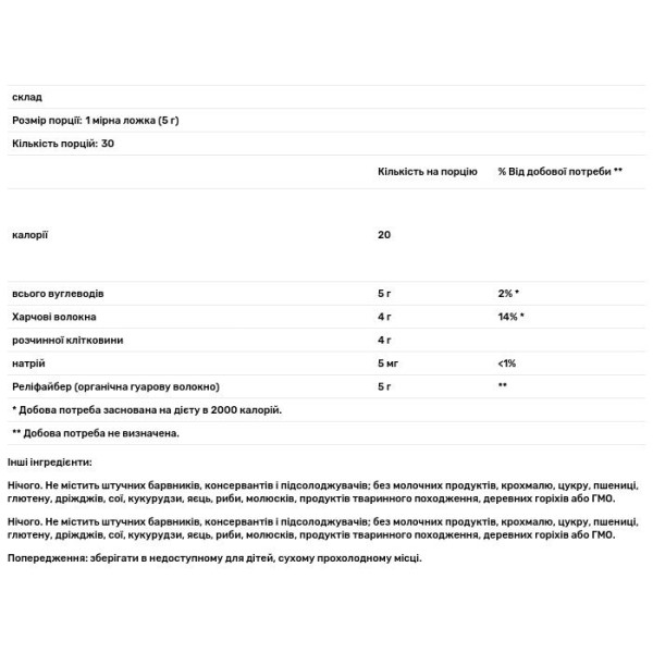 Здорове травлення, без ароматизаторів, Organic Low Fodmap Reliefiber, Natural Factors, 150 г