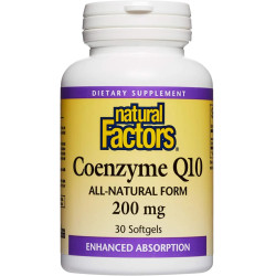 Коензим Q10 200 мг, Natural Factors Coenzyme Q10, 30 м'яких капсул