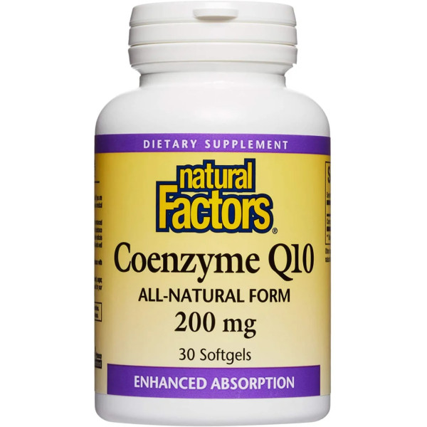 Коензим Q10, Coenzyme Q10, Natural Factors, 200 мг, 30 гелевих капсул