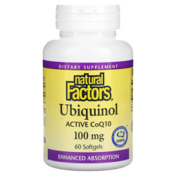 Коэнзим Q10, Natural Factors Ubiquinol, 100 мг, 60 капсул