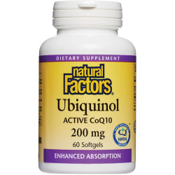 Убихинол 200 мг, Natural Factors Ubiquinol, 60 гелевых капсул
