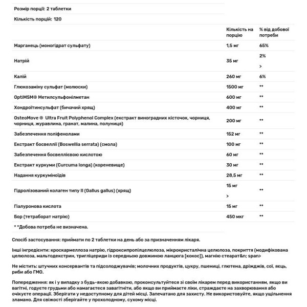 Глюкозамін, хондроїтин та ЧСЧ, OsteoMove, Natural Factors, підтримка здоров'я суглобів, 240 таблеток