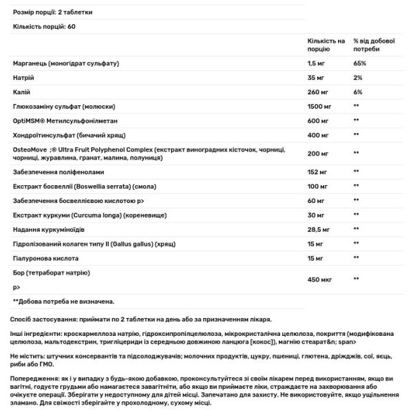 Глюкозамін, хондроїтин та ЧСЧ, OsteoMove, Natural Factors, підтримка здоров'я суглобів, 60 таблеток